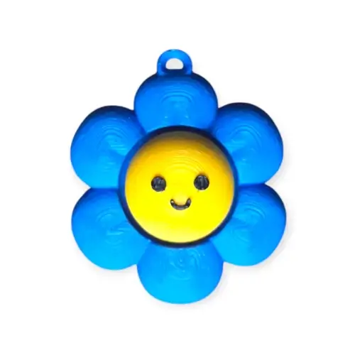 Blue Flower Clicker Fidget Keychain