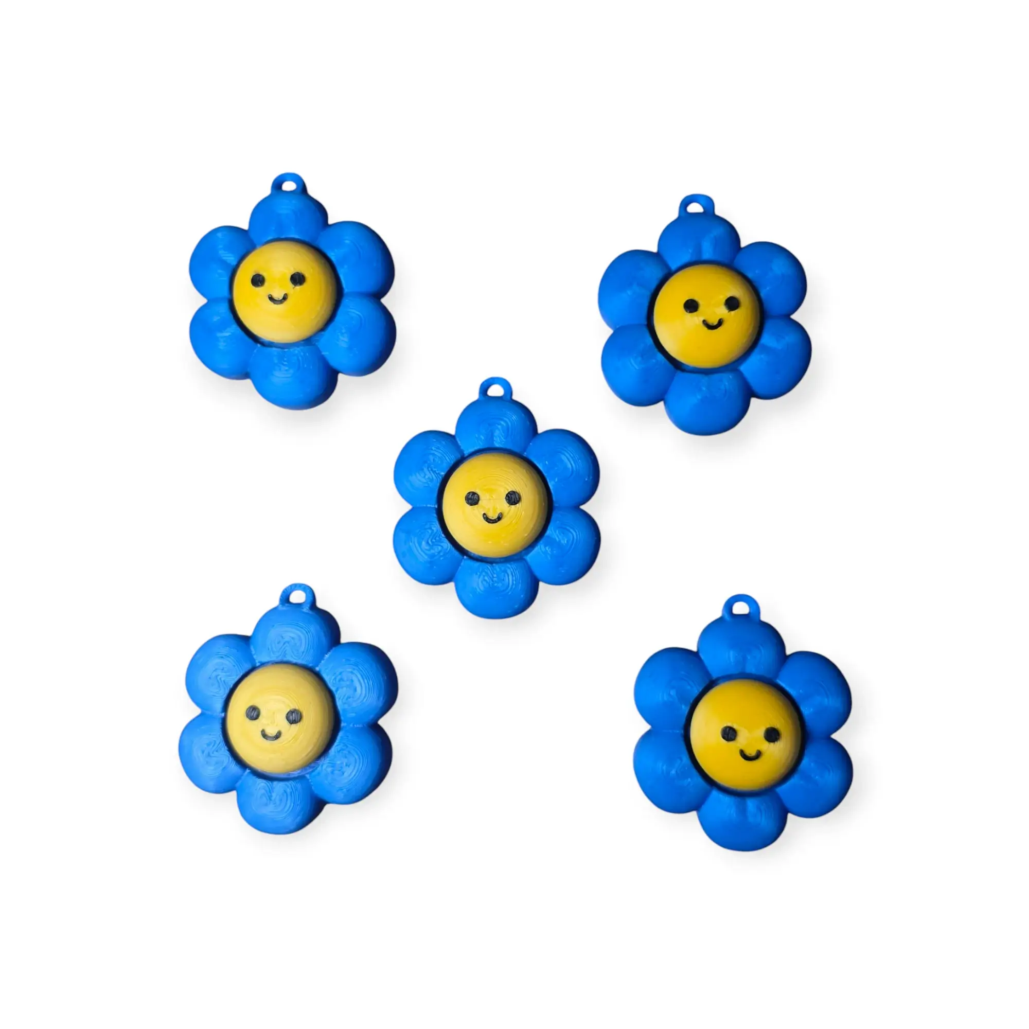 Blue Flower Clicker Fidget Keychain - Image 2